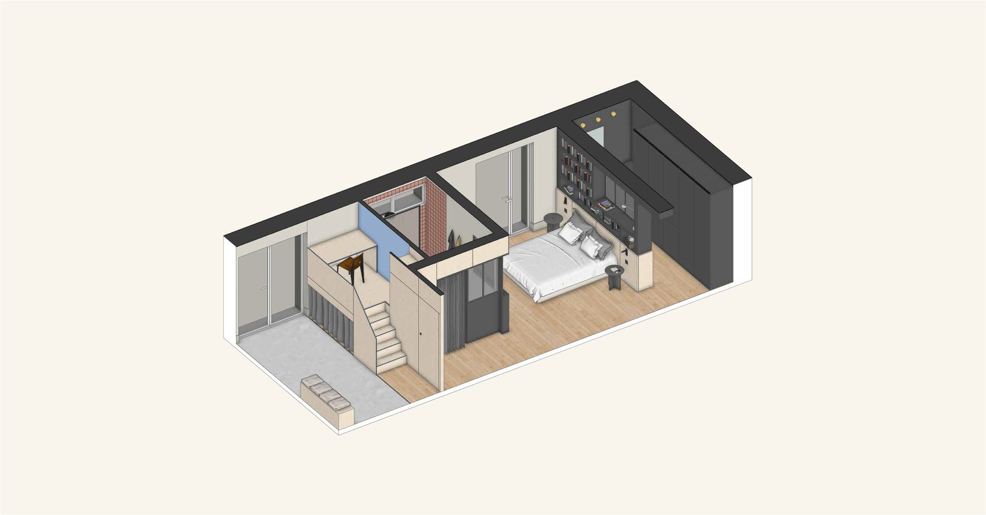 Atelier transformé en studio à Cheux – projet RDC-25